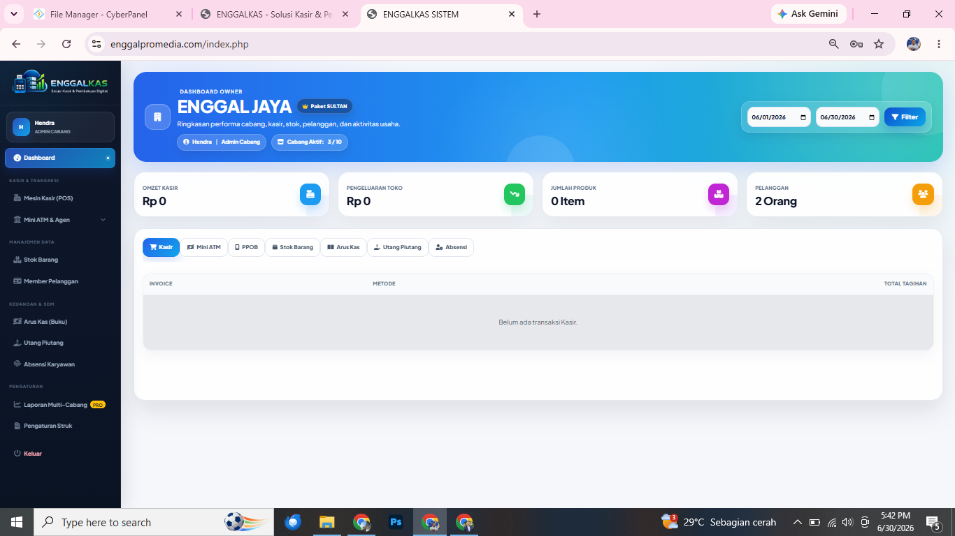 Preview desktop Dashboard Owner ENGGALKAS