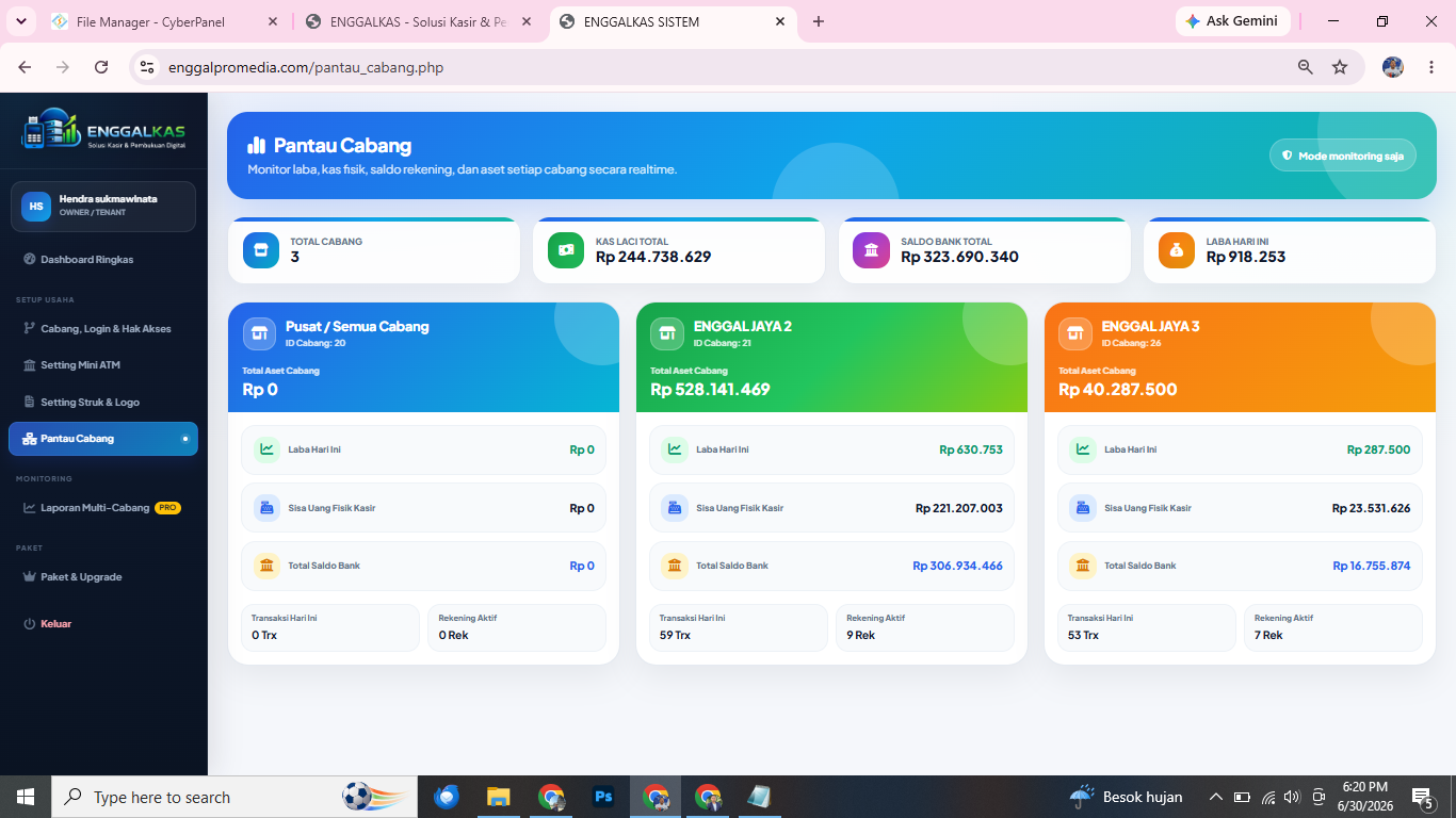 Preview desktop Pantau Cabang ENGGALKAS